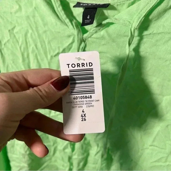 NWT Torrid Rayon Slub Tiered Tie Front Cami 4X - Picture 6 of 7